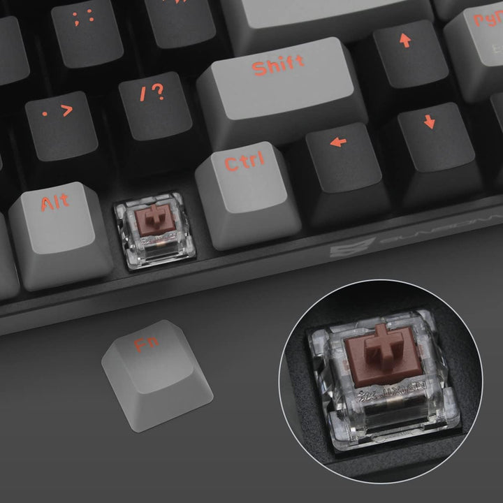 Qisan Mechanical Wireless Keyboard Gaming Keyboard Brown Switch Mini Design (60%) 68 Keys US Layout-