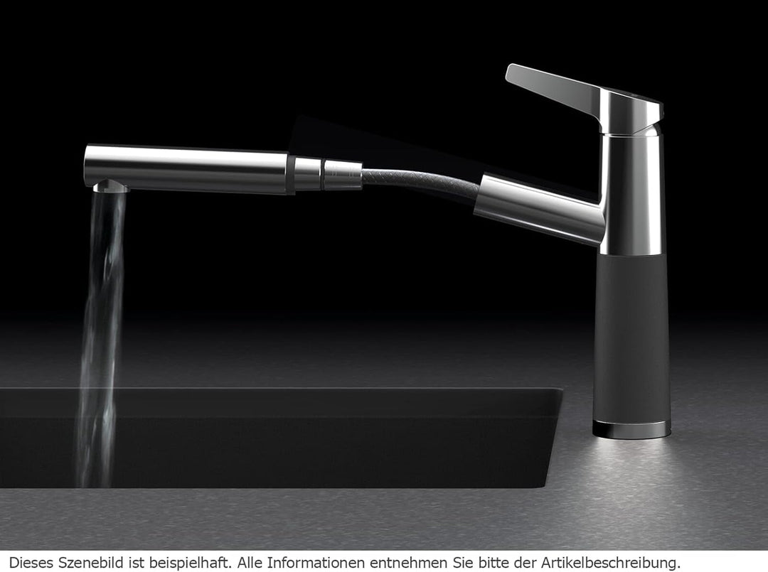 Schock Küchenarmatur SC-510 Silverstone Niederdruck Armatur CRISTADUR mit ausziehbarer Schlauch-Brau