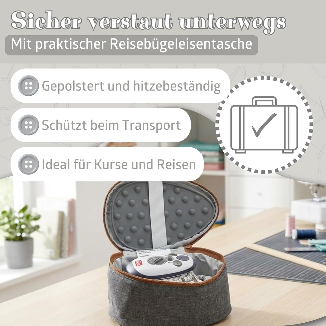 Semplix Bügelset 4-teilig mit Prym Mini-Dampfbügeleisen – Diamond Design mit Bügelunterlage, Silikon