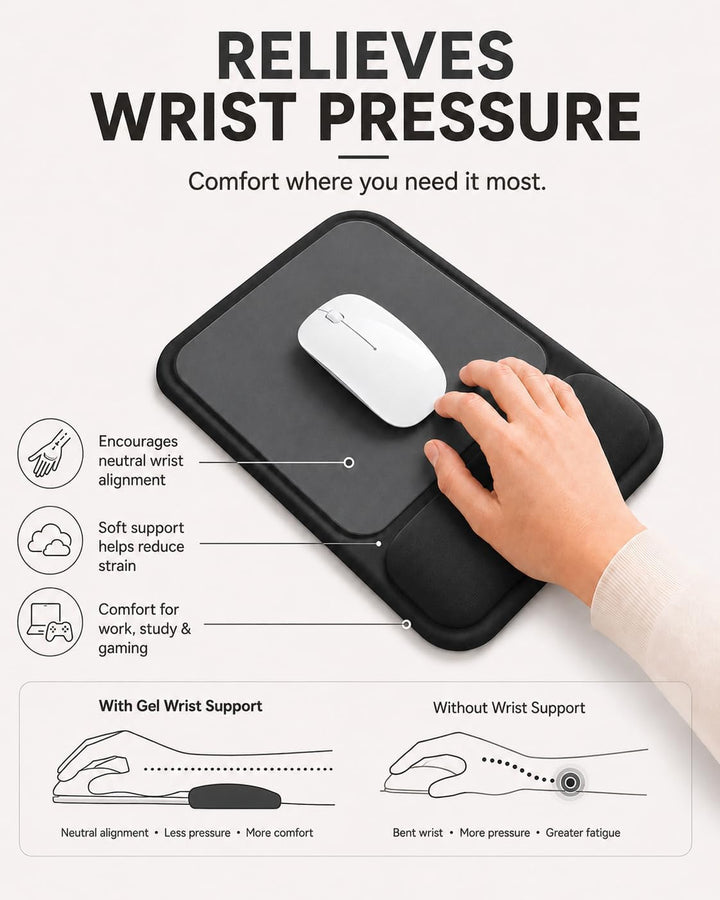 Mauspad mit gelkissen Handgelenkauflage,mousepad ergonomisch Vertieftes Anti-Druck Design, Rutschfes