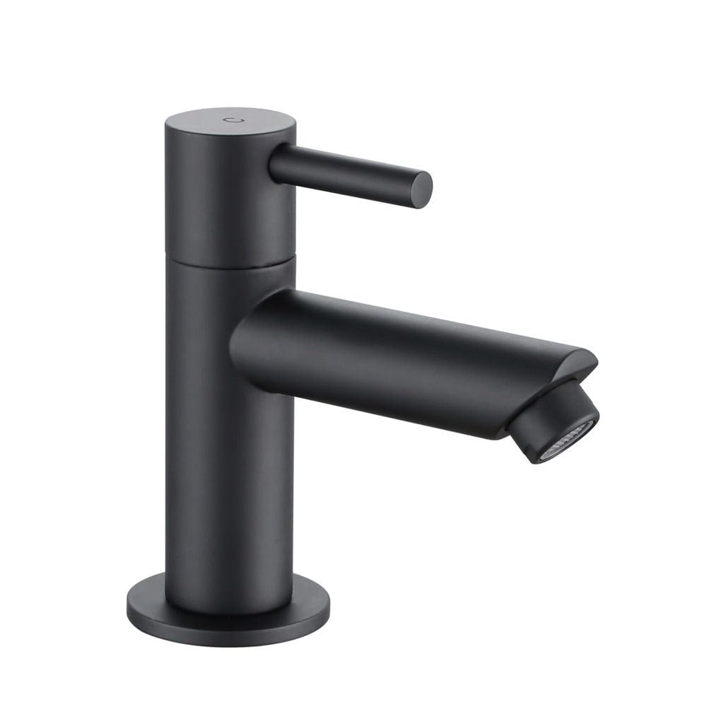 Aloni Kaltwasserhahn Gäste WC, Schwarz | Einhebelmischer, Messing, Einlochmontage, Ohne Warmwasser,