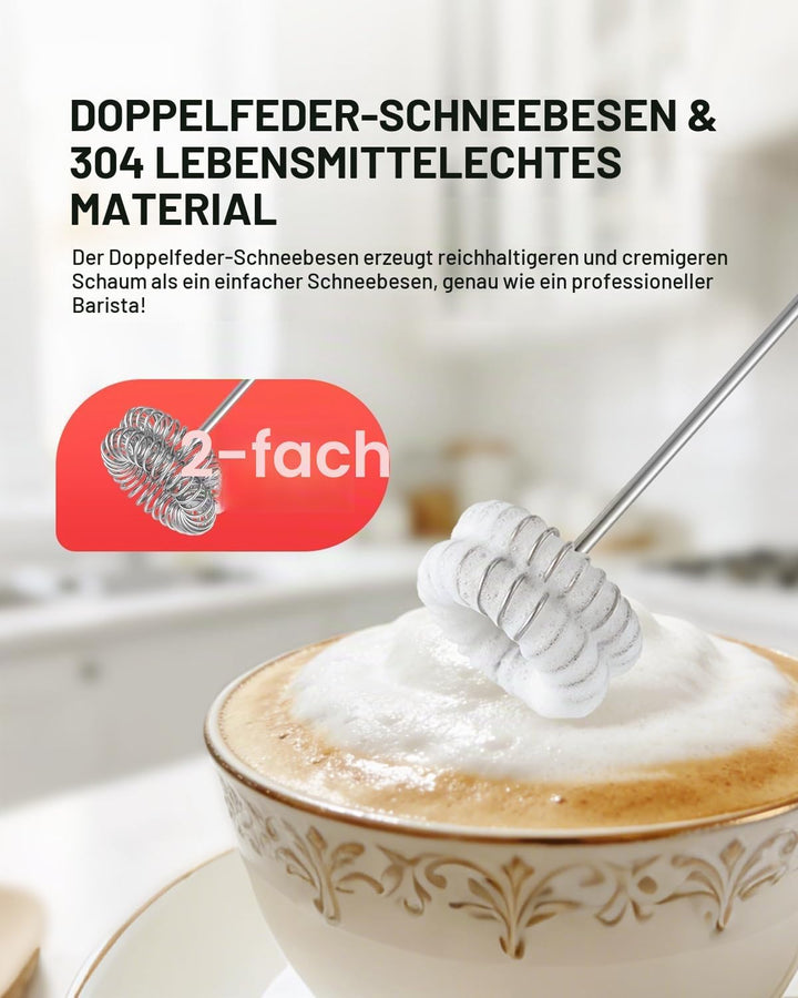 CIRCLE JOY Wiederaufladbarer Milchaufschäumer Handheld mit 2 Geschwindigkeiten, Elektrischer Kaffee-