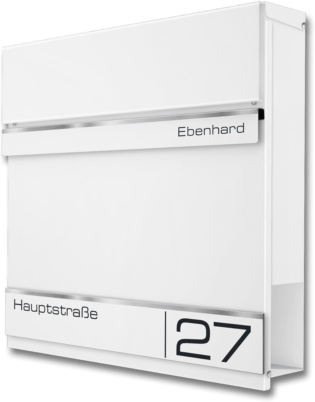 Metzler Briefkasten Weiss - Postkasten mit individueller Laser Gravur - RAL9016 Verkehrsweiss - Wand