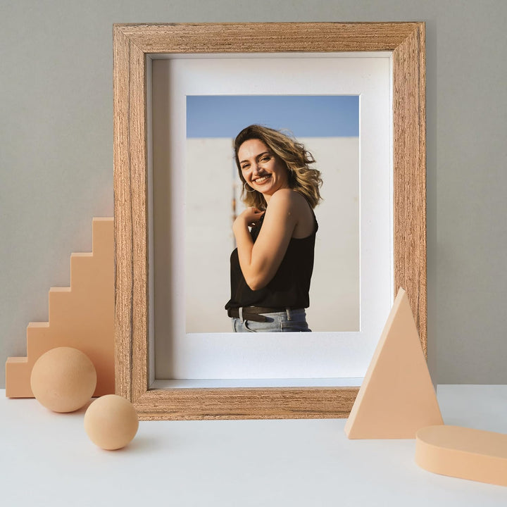 3D Bilderrahmen Holz 20x25cm 2 Pack Dunkles Holz Fotorahmen aus Massivholz und Echtglas für Objekte