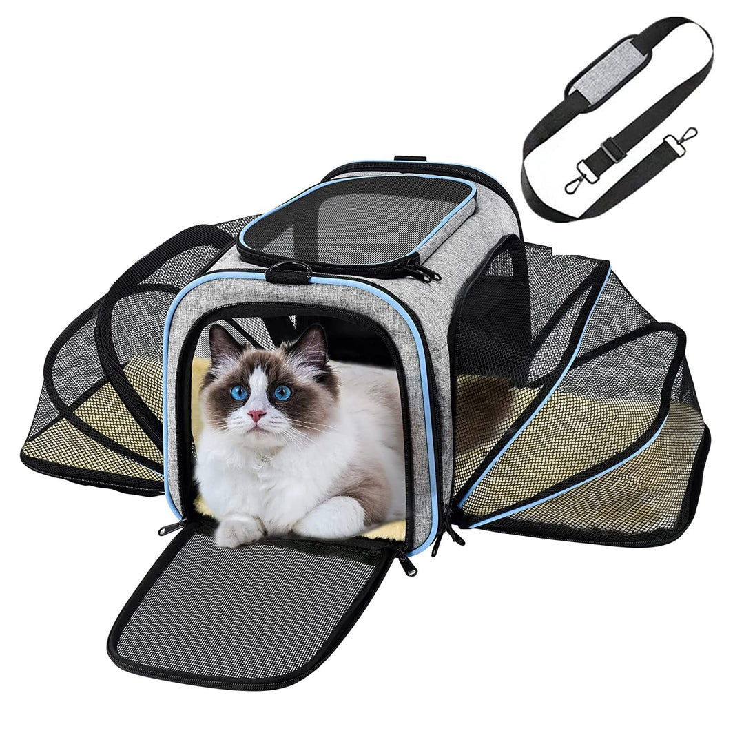 (10997 Grau/Hellblau) Haustier-Transporttasche Katzentasche Hundebox Transportbox Tragebox Hunde Kat
