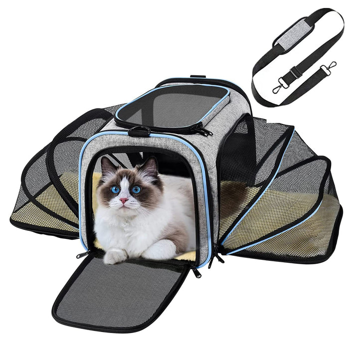 (10997 Grau/Hellblau) Haustier-Transporttasche Katzentasche Hundebox Transportbox Tragebox Hunde Kat