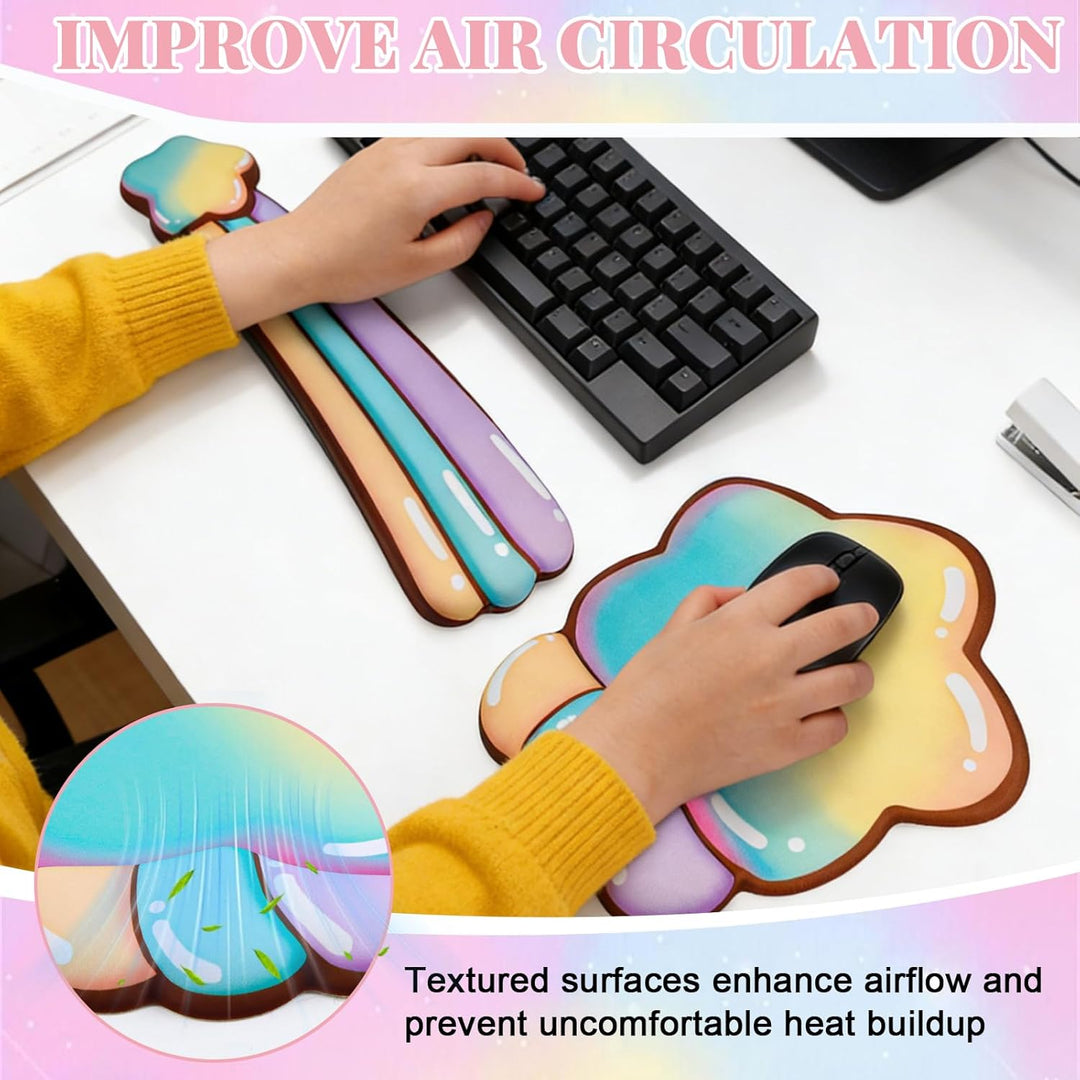Ergonomisches Mauspad, Handauflage Tastatur Set mit Memory Schaum & rutschfestem PU, 3-in-1 Wrist Re