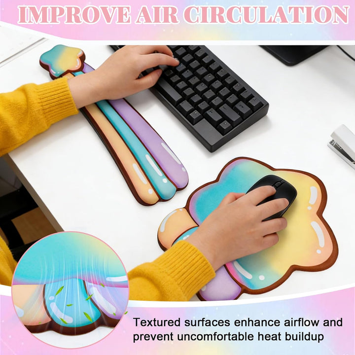 Ergonomisches Mauspad, Handauflage Tastatur Set mit Memory Schaum & rutschfestem PU, 3-in-1 Wrist Re