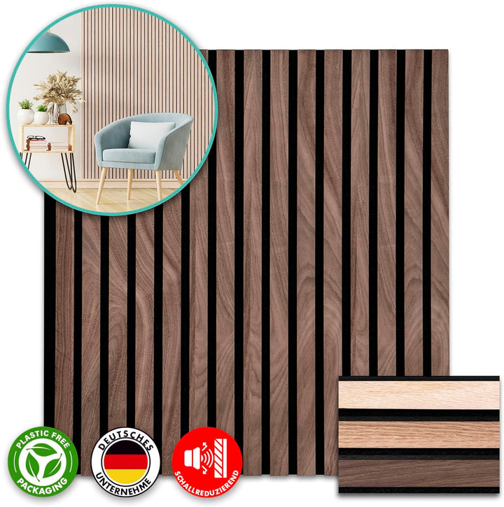 etm Akustikpaneele 60 x 60 cm, Wandpaneele mit Echtholzfurnier| Wandverkleidung | Akustikpaneel | Wa