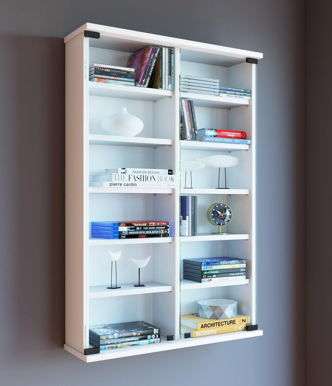 VCM Wandregal Hängeregal Wandschrank Hängeschrank Wandvitrine Wandschrank Weiss 18 x 60 x 91,5 cm "Z