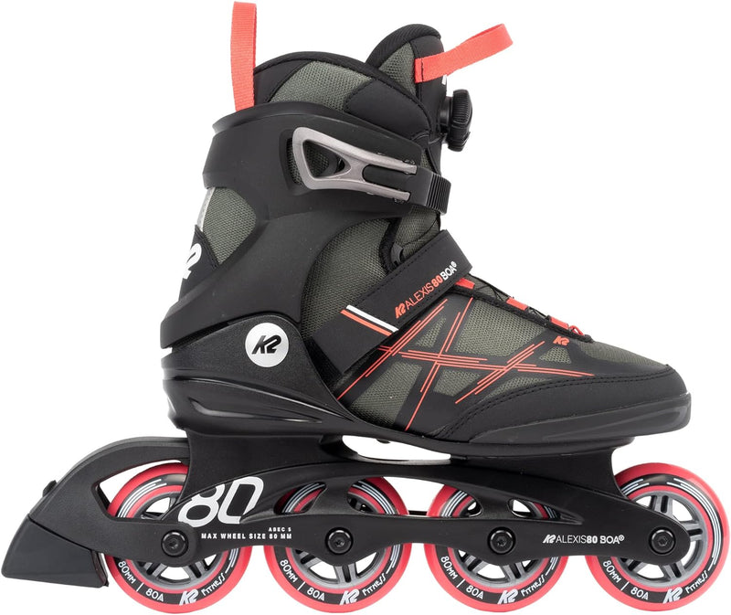 K2 Damen Alexis 80 Boa Inline Skates EU: 42 (UK: 8 / US: 10.5) grey - coral, EU: 42 (UK: 8 / US: 10.