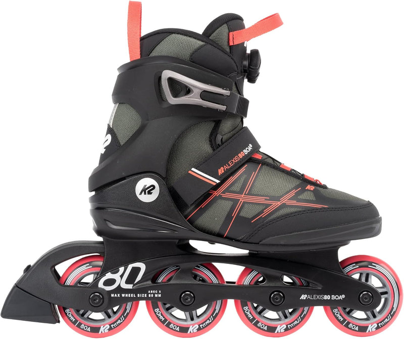 K2 Damen Alexis 80 Boa Inline Skates EU: 37 (UK: 4.5 / US: 7) grey - coral, EU: 37 (UK: 4.5 / US: 7)