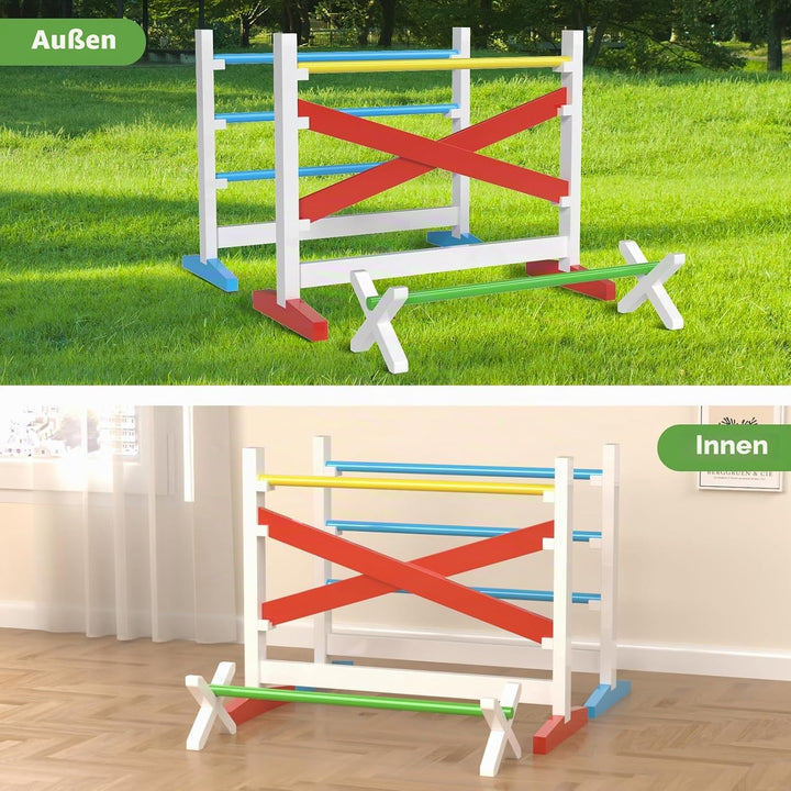 Hobby Horse Hindernisse – Steckenpferd Parcours mit 2 Sprüngen, 1 Hürde, höhenverstellbar, ideal für