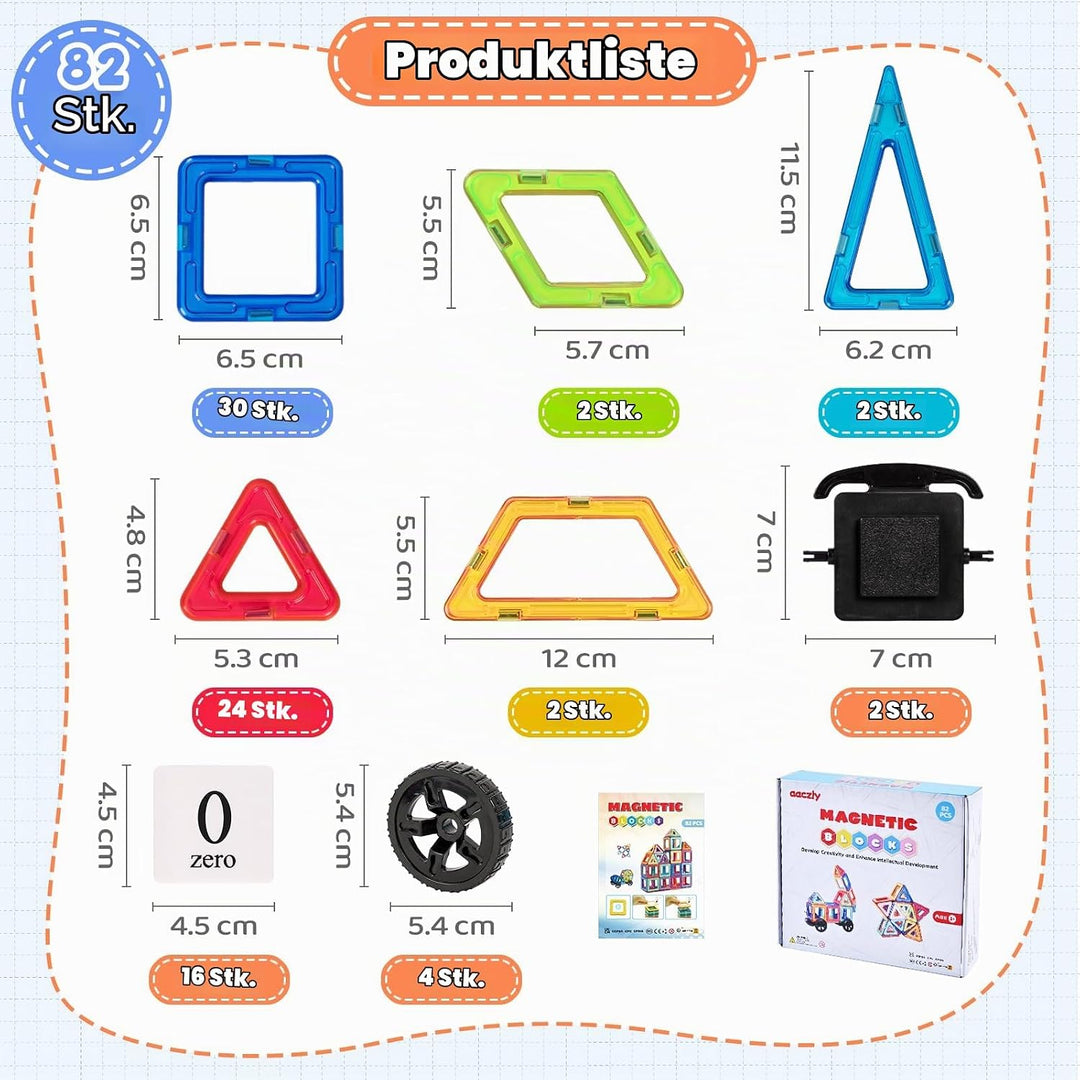 aaczly Magnetische Bausteine 82 Teile Magnetbausteine Magnet Spielzeug Kinder 3D Magnet Bausteine fü