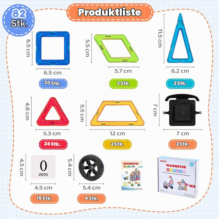 aaczly Magnetische Bausteine 82 Teile Magnetbausteine Magnet Spielzeug Kinder 3D Magnet Bausteine fü