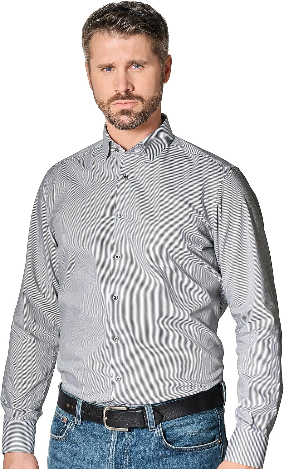 Venti Businesshemd gestreift Modern Fit Standard 38 Grün, Standard 38 Grün