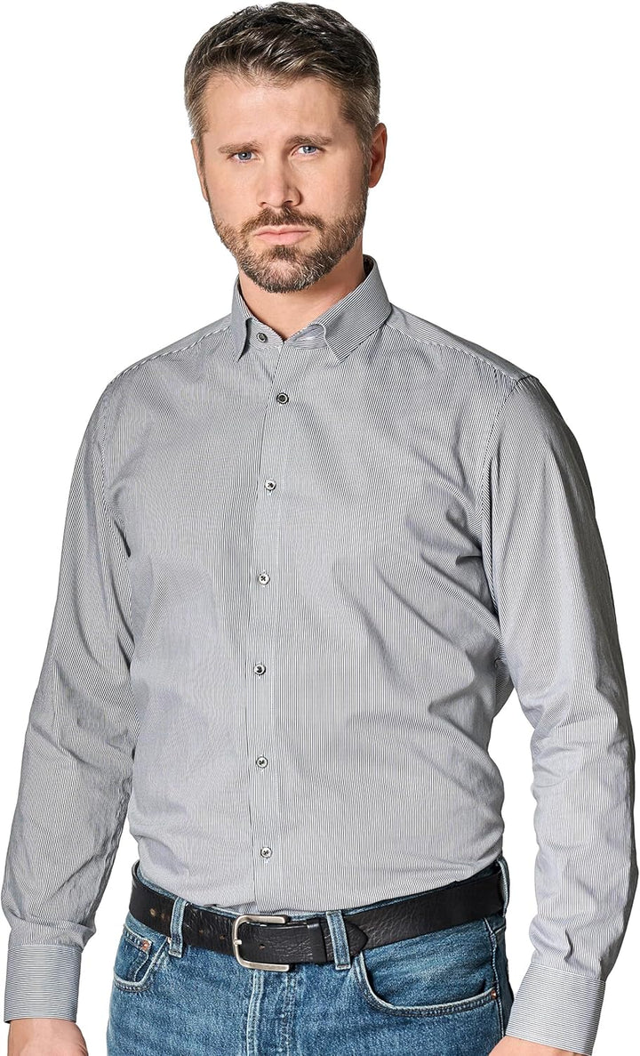 Venti Businesshemd gestreift Modern Fit Standard 38 Grün, Standard 38 Grün