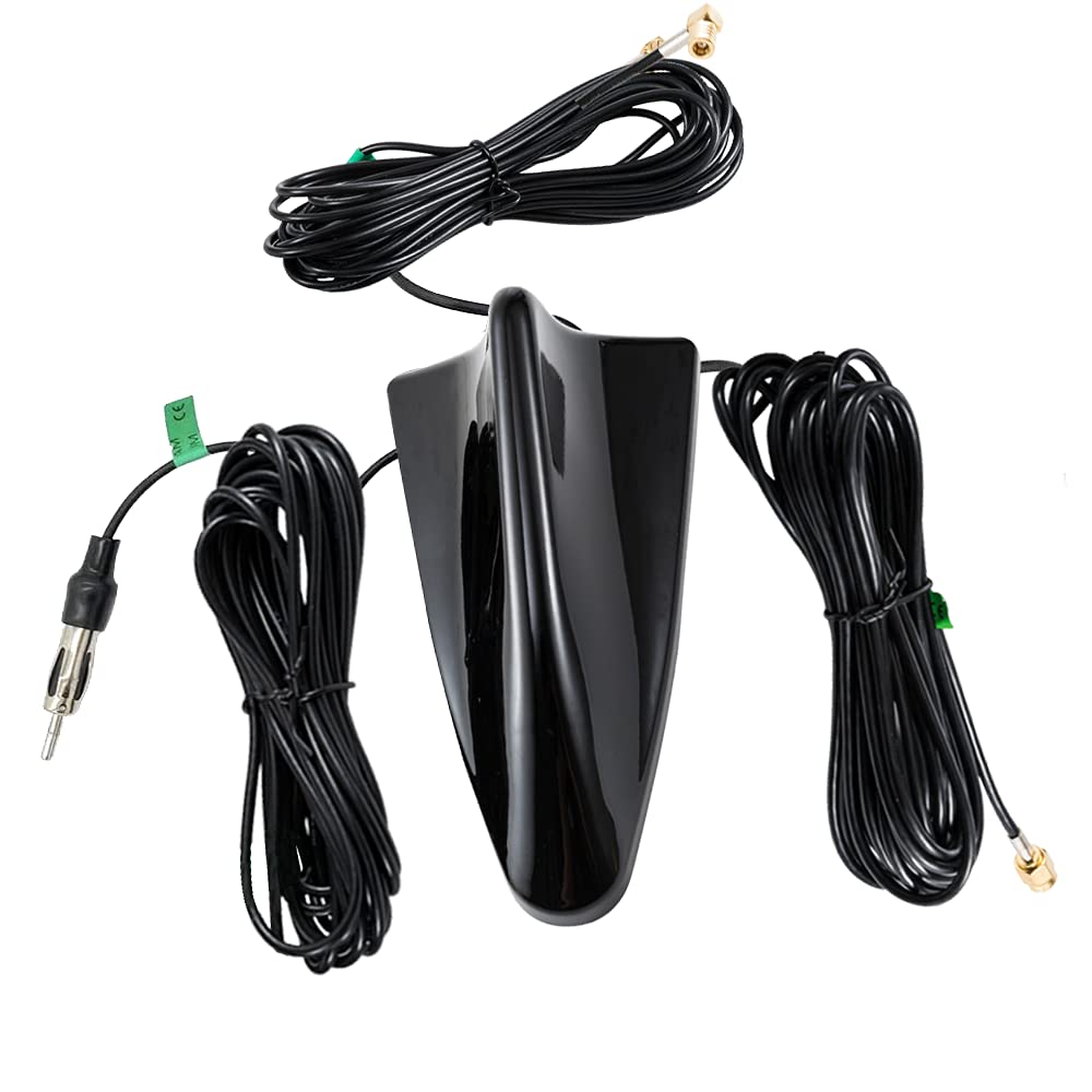 Vecys DAB DAB+ FM/AM GPS Autoantenne Haifischflosse Autoradio Antennensignalverstärker SMA zu SMB zu