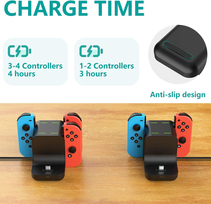 GeeRic Ladestation Kompatibel für Switch,6 IN 1 Switch Joy Con Ladegerät joycon ladestation Lade Doc