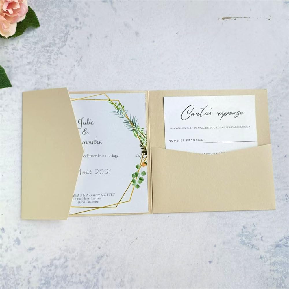 MillaSaw Champagner Gold Hochzeit Einladung Umschlag 15x15cm, Urlaub Karte Umschlag, Champagner