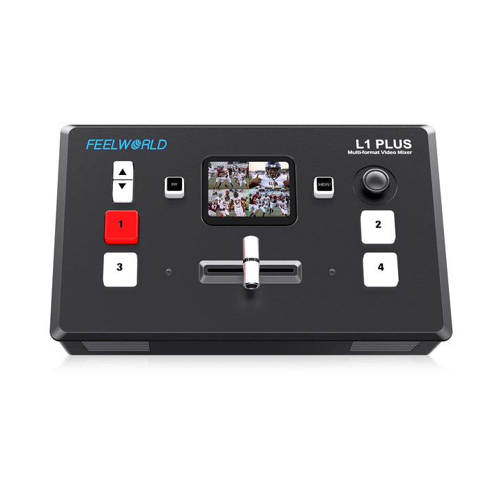Feelworld LIVEPRO L1 Mini-Videomixer mit mehreren Formatumschaltern 4 x HDMI-Eingänge 2-Zoll-LCD-Dis