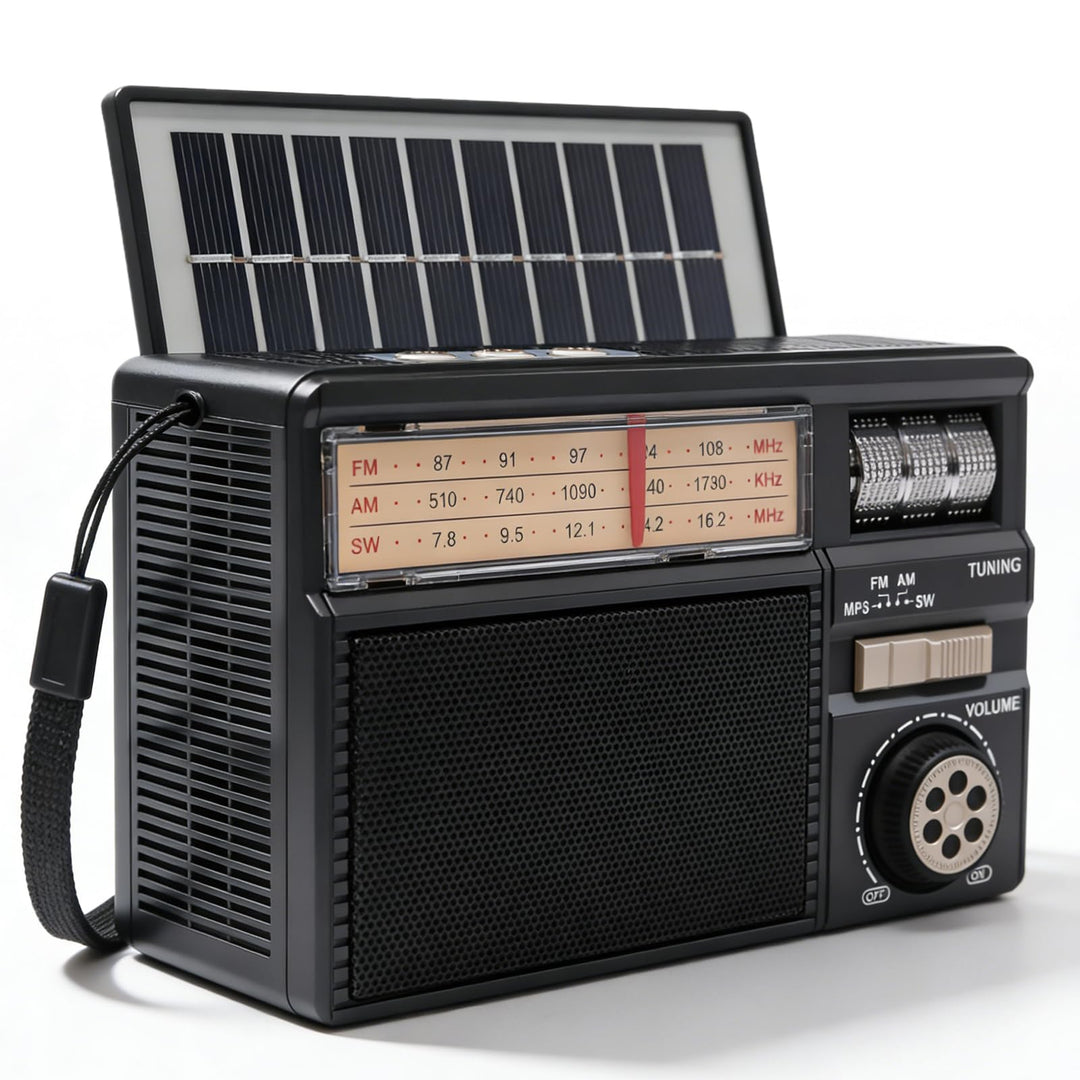 AM/FM/SW Solar Radio mit Akku 1800mAh, Kofferradio mit Bluetooth, Vintage Retro Radio Mit Solarpanel