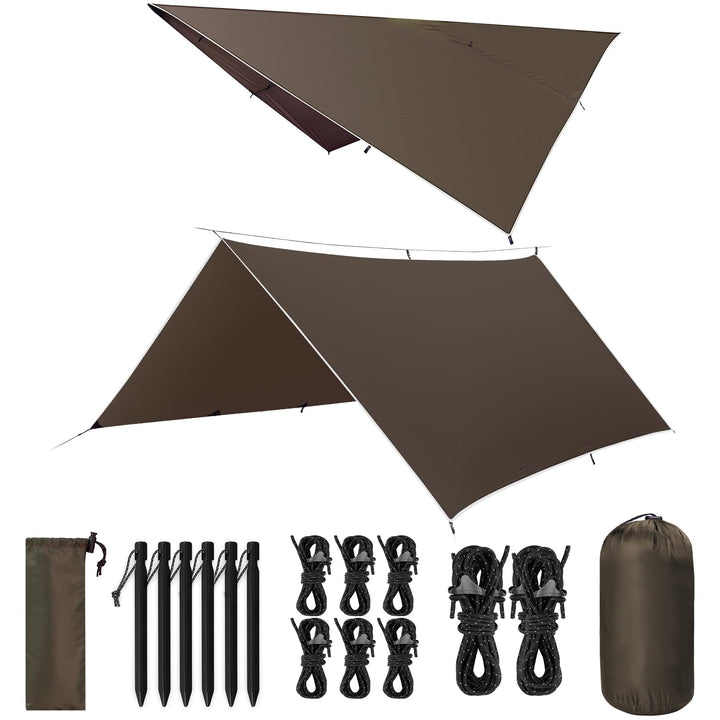 Tarp 3x3/3x5M Wasserdicht, Ultraleicht Camping Zeltplane, Anti-UV Sonnen Regen Schutz Schnee, mit Ös