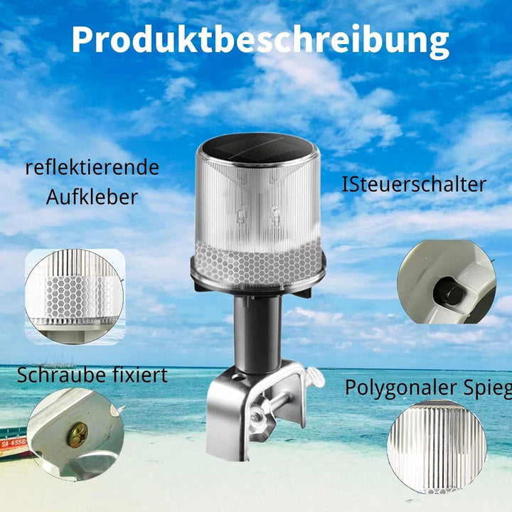 Cloud Fire Navigationslichter für Boote, Ankerlicht Boot Solar LED Toplicht 0.5nm mit Halterung,IP67