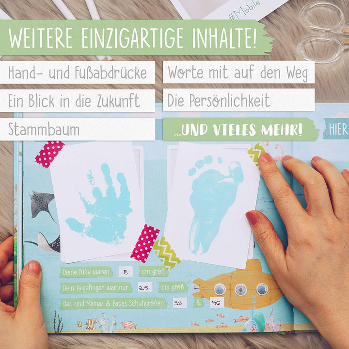 TWIVEE - Babyalbum - Mein erstes Jahr - Mädchen und Jungen - Erinnerungsbuch Baby - Babytagebuch - B