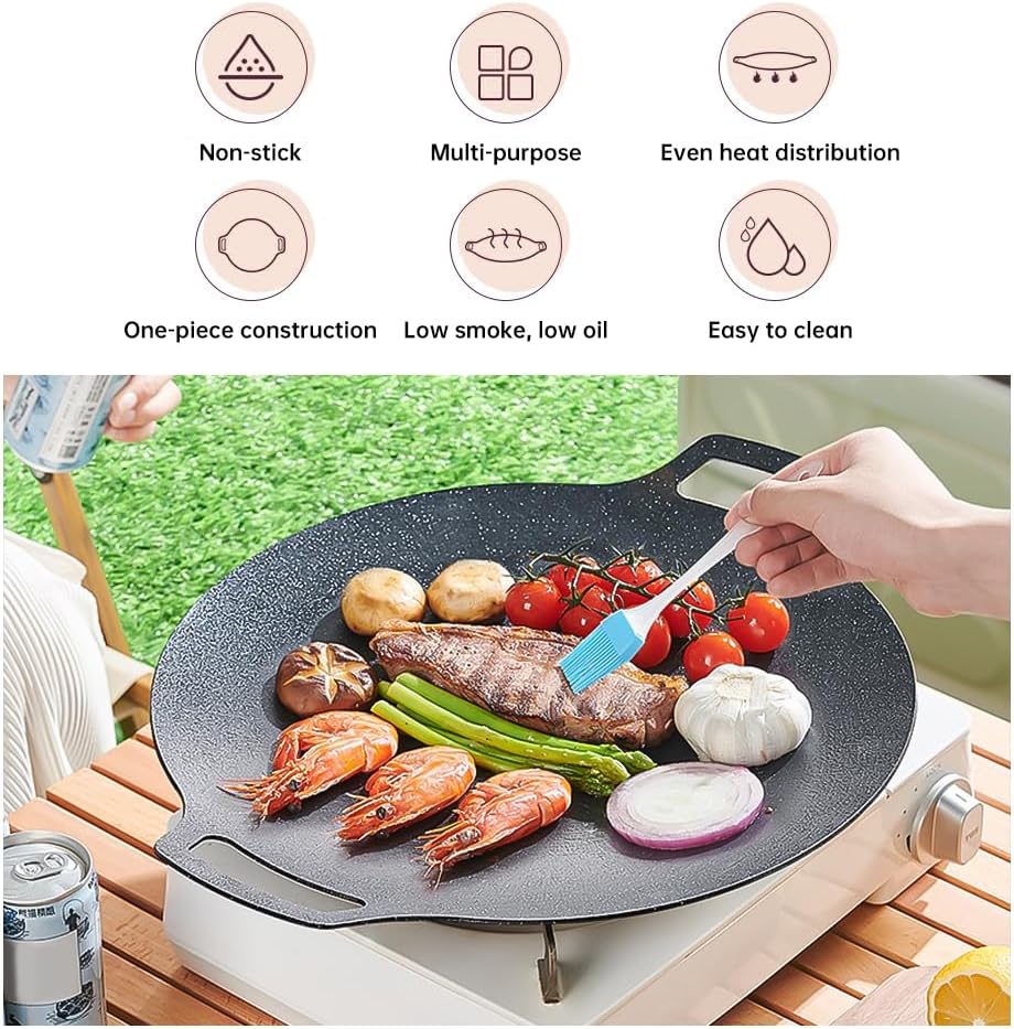 BORDSTRACT BBQ-Grillpfanne für Gasherd, elektrisches Kochfeld, Grillen im Innen- oder Aussenbereich,