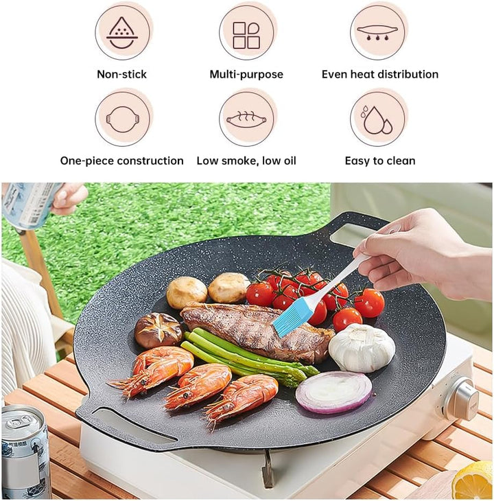BORDSTRACT BBQ-Grillpfanne für Gasherd, elektrisches Kochfeld, Grillen im Innen- oder Aussenbereich,