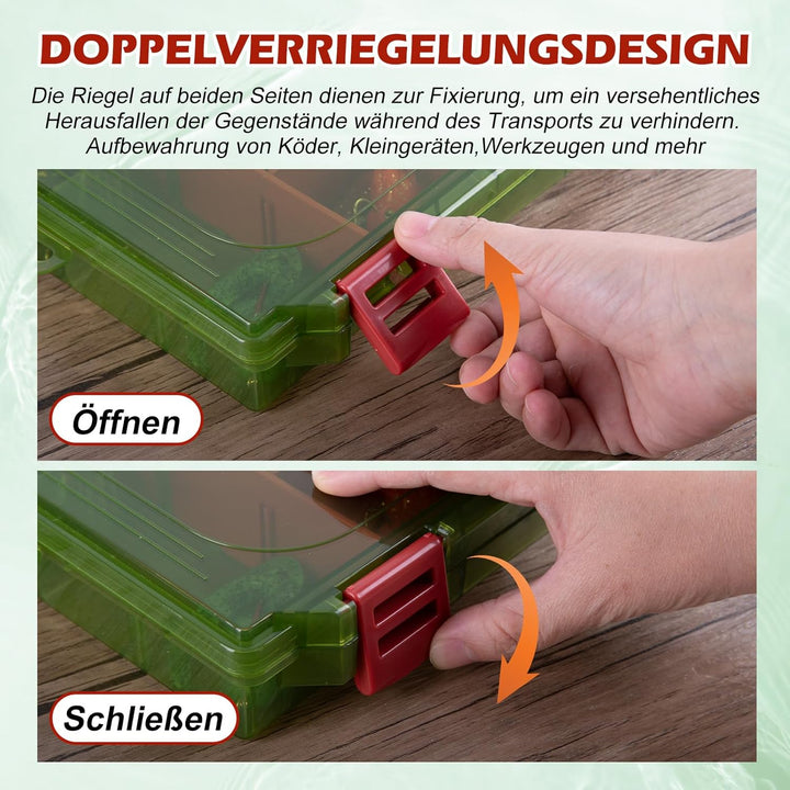 Goture Verdickte Köderbox Angeln 3700 - Transparente Angelbox mit Messlineal, Verstellbaren Trennwän