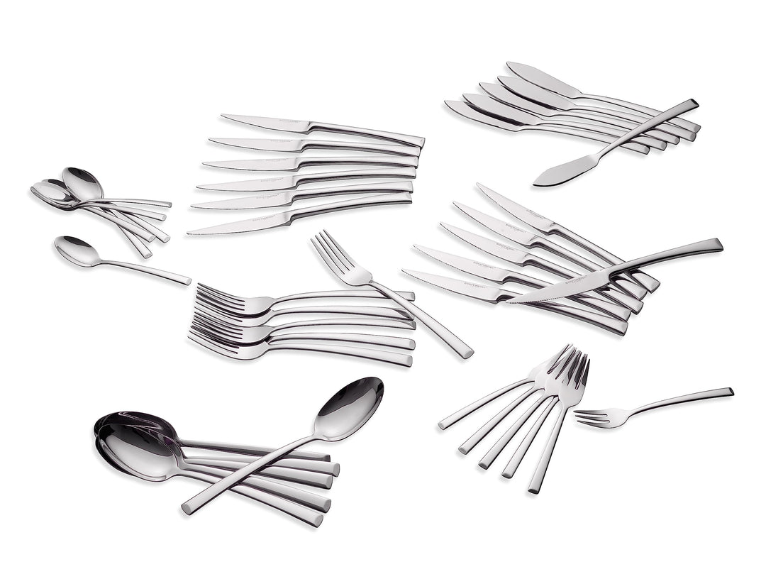 ECHTWERK Tafelbesteck Avelino, Silber Edition, 42-teilig, Essbesteck für bis zu 6 Personen, Edelstah