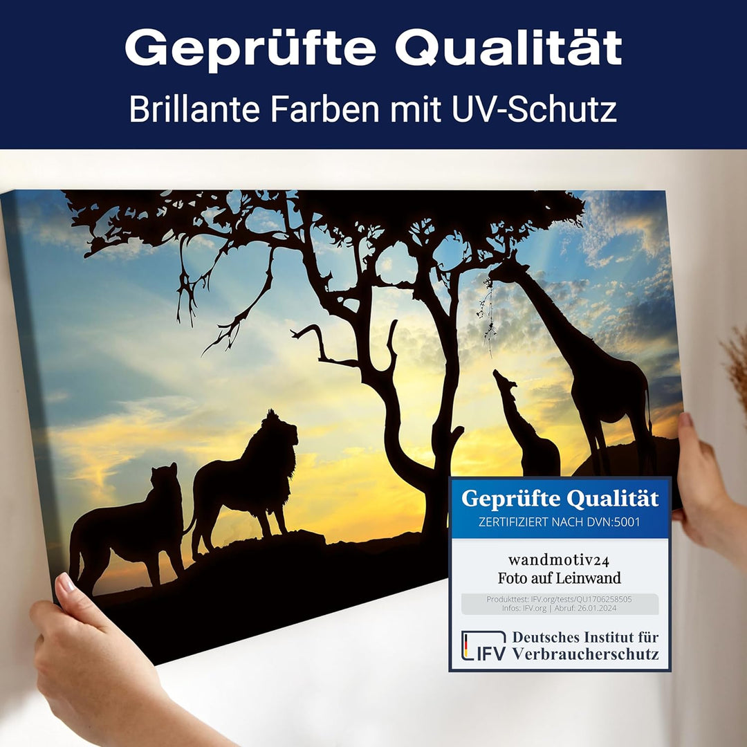 wandmotiv24 Leinwandbild Afrikanische Schatten 100x40cm (BxH) Bilder auf Leinwand, Dekoration Wohnun