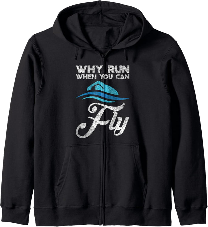 Warum rennen, wenn du fliegen kannst Schwimmer Schwimmen Kapuzenjacke