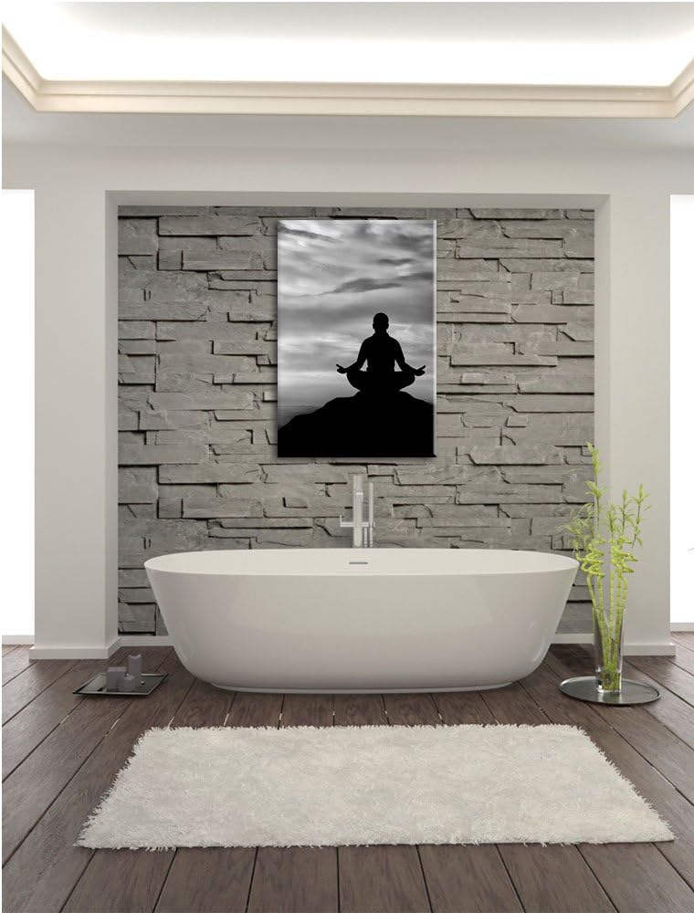 Pixxprint Monocrome, Meditation im Sonnenuntergang, Format: 100x70 auf Leinwand, 100x70