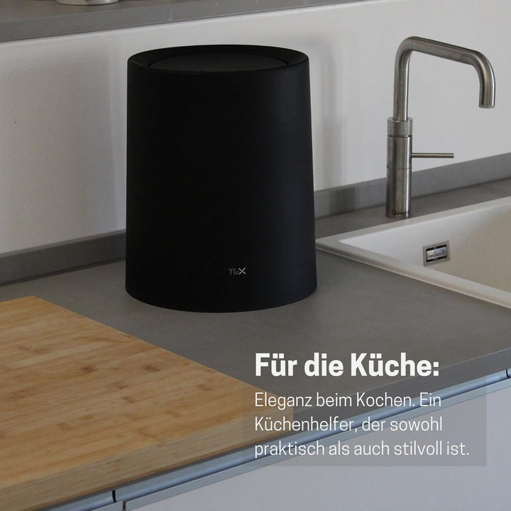 12L Schwingdeckel Mülleimer Schwarz Matt – Vielseitiger Badezimmer Papierkorb & WC Mülleimer, Elegan