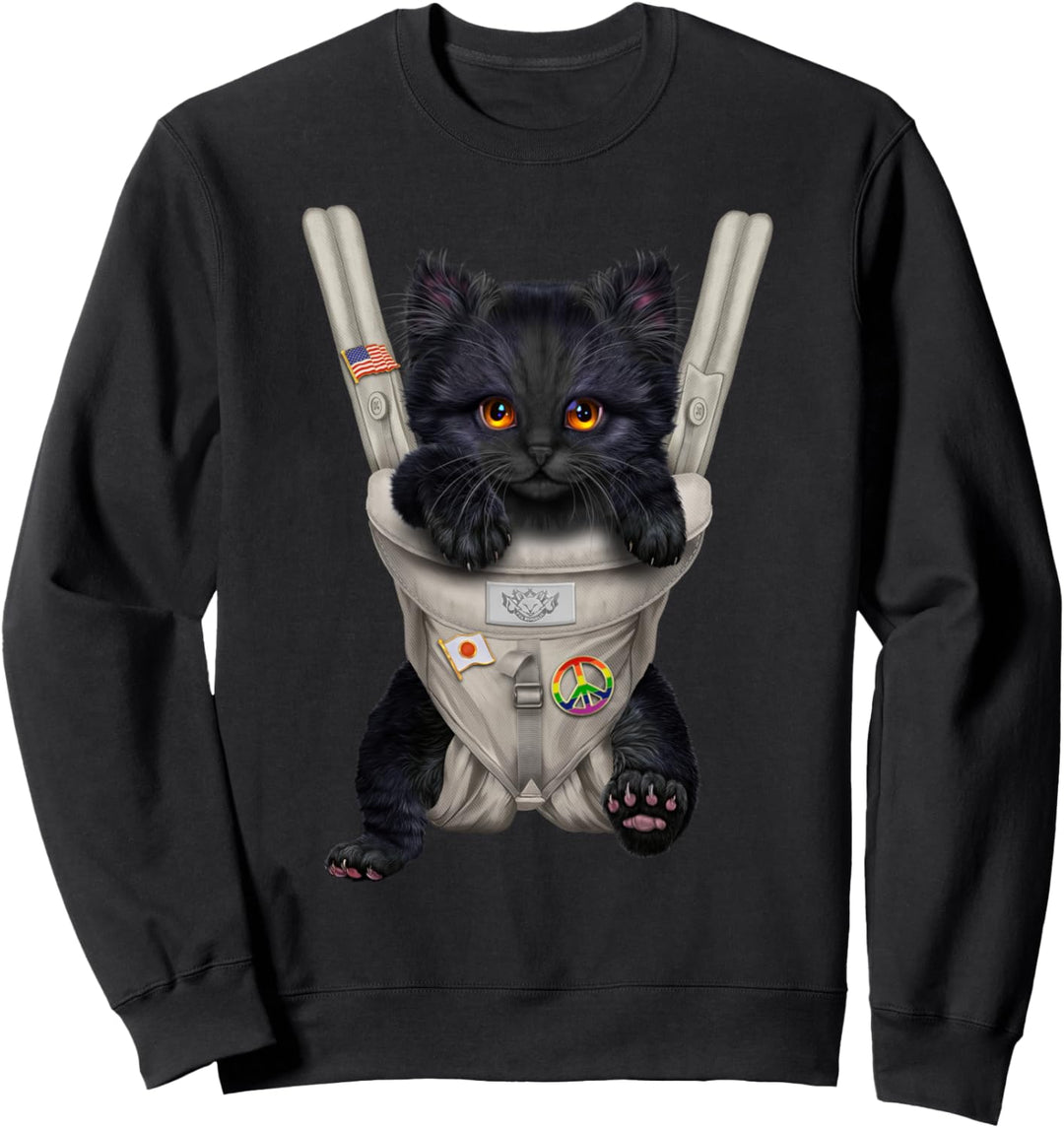 Schwarze Katze in der Babytrage Sweatshirt