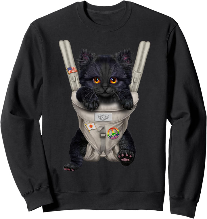 Schwarze Katze in der Babytrage Sweatshirt