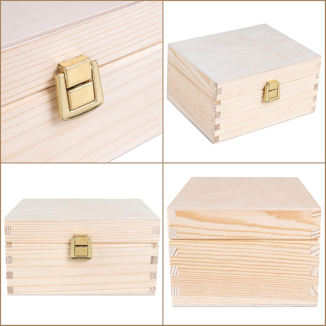 Creative Deco Kleine Holzkiste mit Deckel und Schloss | 21,5 x 13,8 x 10 cm | Klein Holzbox Holzscha