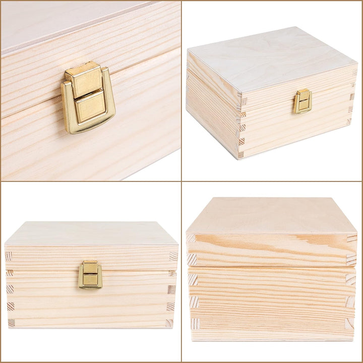 Creative Deco Kleine Holzkiste mit Deckel und Schloss | 21,5 x 13,8 x 10 cm | Klein Holzbox Holzscha