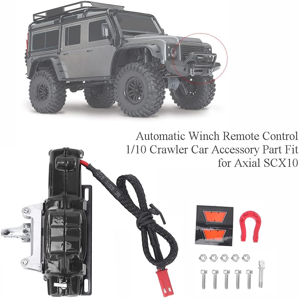 Pwshymi RC Auto Seilwinde Automatik 1/10, Höhe 32mm Seilwinde Automatik RC Metall für RC Axial SCX10
