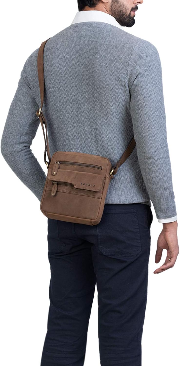 ROYALZ 'Oregon' Leder Umhängetasche Herren Klein Männer Ledertasche Vintage Herrenhandtasche Moderne