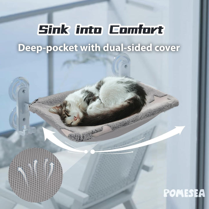 Kabelloser Katzensitz am Fenster f¨¹r gro?e Katzen, Leuchtender Katzensack am Fenster mit Haken-Desi