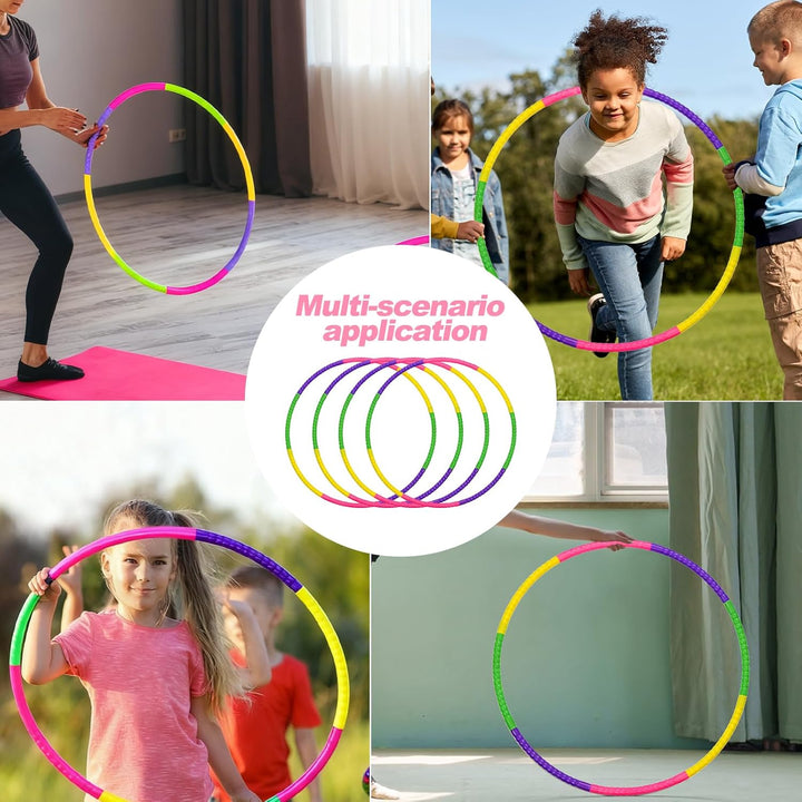 Hula Hoop Reifen Kinder 4er Set (58cm, 100g), Hullahub Reifen für Kinder, Zerlegbar,Premium Hula Rei