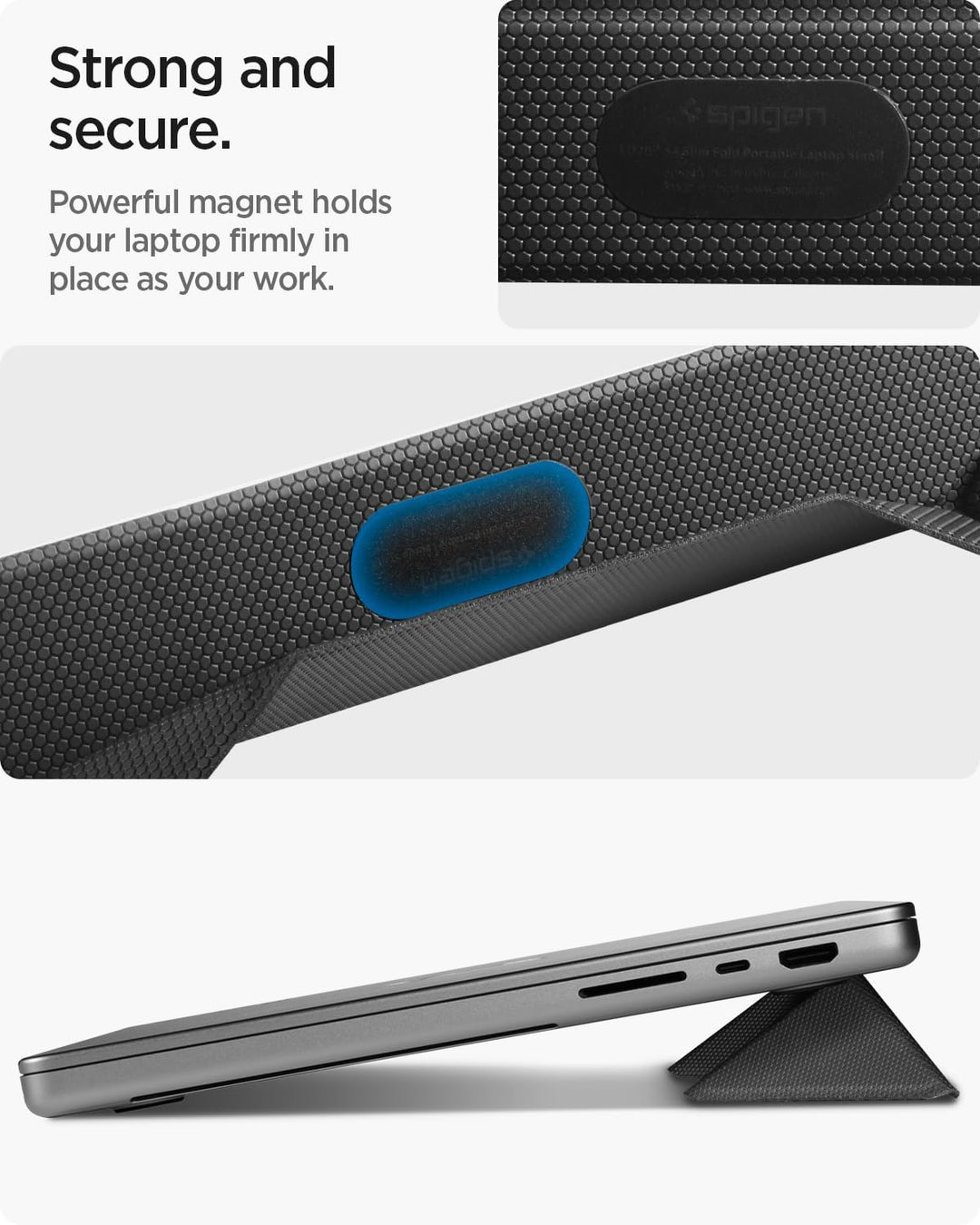 Spigen Slim Fold Tragbarer Laptop-Ständer & Tastatur-Erhöhung, Faltbar, Ergonomisch Verstellbar, Ant