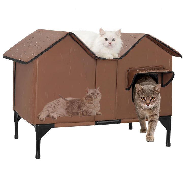 Outdoor Katzenhaus, Extra Large wasserdichtes Katzengehege mit erhöhter Basis, isoliertes Haustierha
