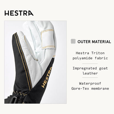 Hestra Army Leather Gore-Tex Long Warm Ski/Ride Glove UK-Grösse 5 Schwarz, UK-Grösse 5 Schwarz