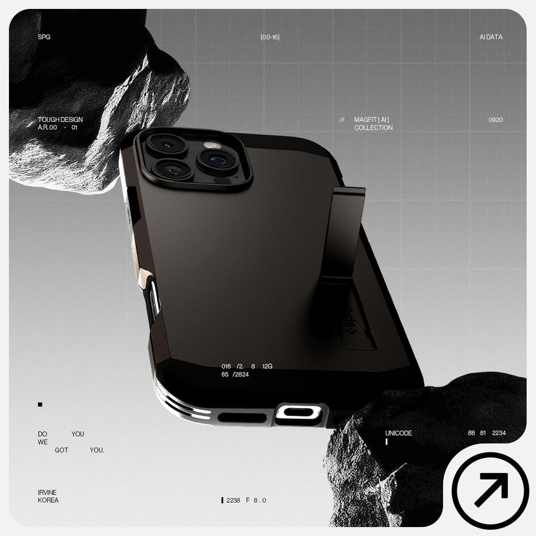 Spigen Tough Armor (AI) MagFit Hülle für iPhone 16 Pro, Kompatibel mit MagSafe Zubehör -Gunmetal Gun