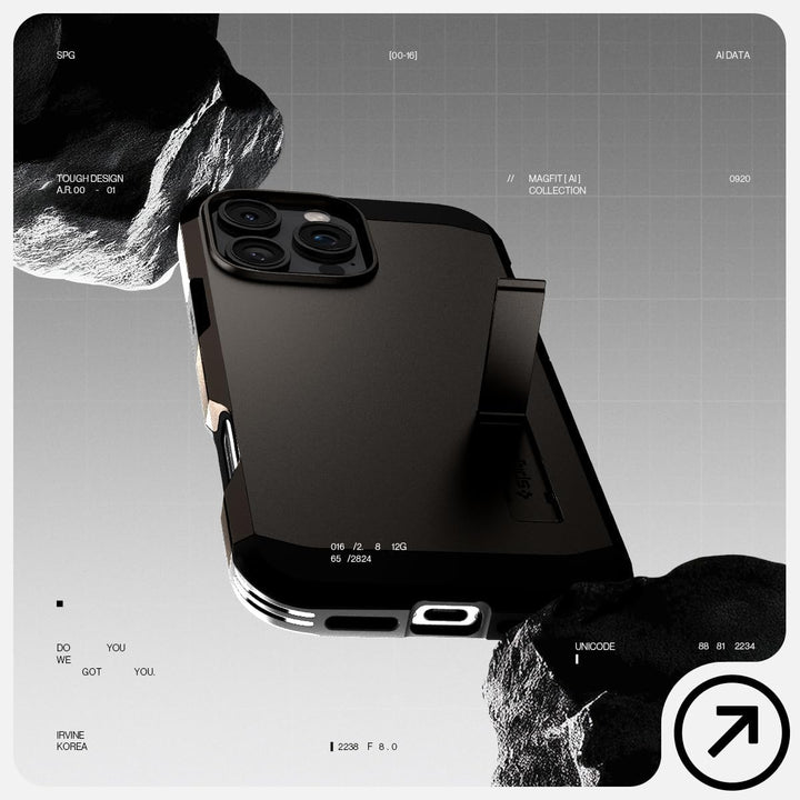 Spigen Tough Armor (AI) MagFit Hülle für iPhone 16 Pro, Kompatibel mit MagSafe Zubehör -Gunmetal Gun
